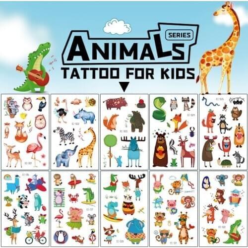 Cartoon Animal Waterproof Temporary Tattoo Kids Cute Dinosaur Monkey Rabbit Tattoo Stickers Children Boy Girl Fake Flash Tatoo
