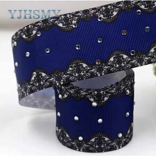 YJHSMY I-181106-164,5yards/lot,38mm jeans series white diamond Ribbons Thermal transfer Printed grosgrain,DIY wrapping materials
