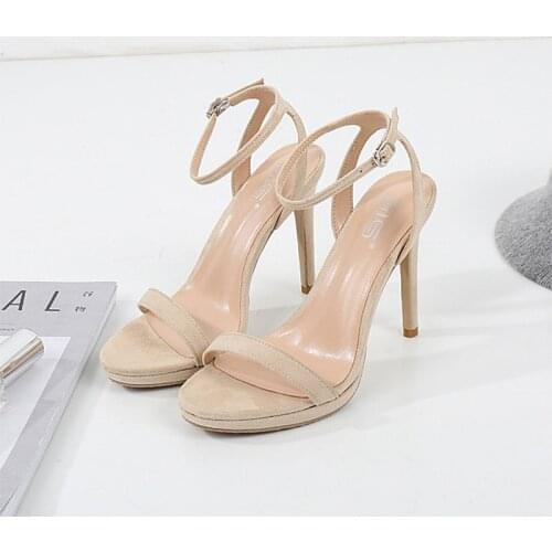 Womens 10.5cm thin heel sexy sandals for summer with platform new fashion open toe Ankle strap party and office shoes 34-41