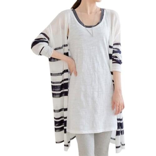 Long Cardigan Spring Summer New Korean Wild Loose long-sleeved V-neck Thin Knit Jacket Women Sweater Vestidos LXJ254