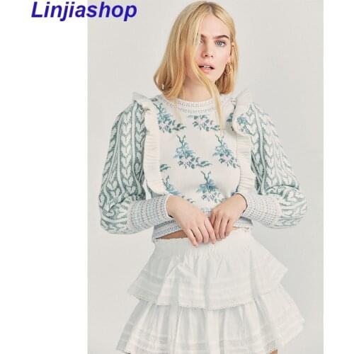 Womens Knit Sweater Fashion Ladies O-Neck Stitching Ruffle Streetwear Cardigan Female Clothing Comfortable Streetwear