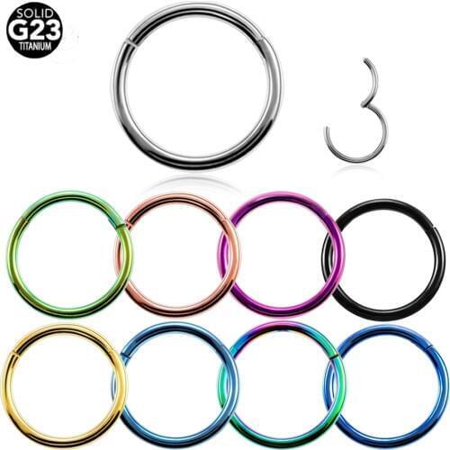 1PC 16G 100% Titanium Fake Nose Piercings Nose Rings Septum Hinged Segment Rings Nipple Lip Rings Ear Cartilage Earrings Jewelry