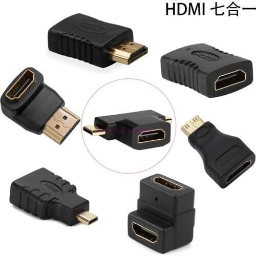 100pcs 7pcs 2 in 1 HDMI Adapter kit High Quality HDMI Mini Micro Adapter Extender Converter Connector Kits for HDTV