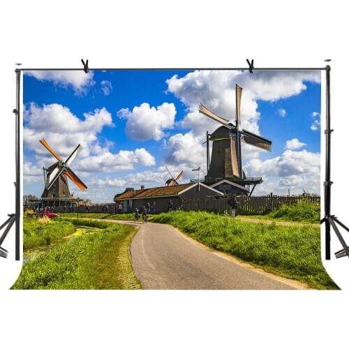 150x220cm Windmill Village Backdrop Dutch Windmill Village Beautiful Photography Background for Camera Photo Props