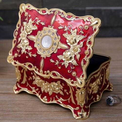 3 Sizes Vintage European Flower Carved Jewellery Storage Case Box for Jewelry Retro Decor Home Art Organizer Birthday Gift