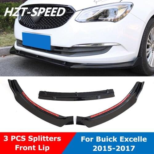 3 PCS ABS Material Front Shovel Bumper Lip Diffuser Spoiler For Buick Excelle 2015-2017