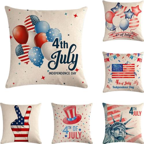 45*45cm Independence day July 4 print Cushion Cover Linen Throw Pillow Car Home Decoration Decorative PillowcaseT421