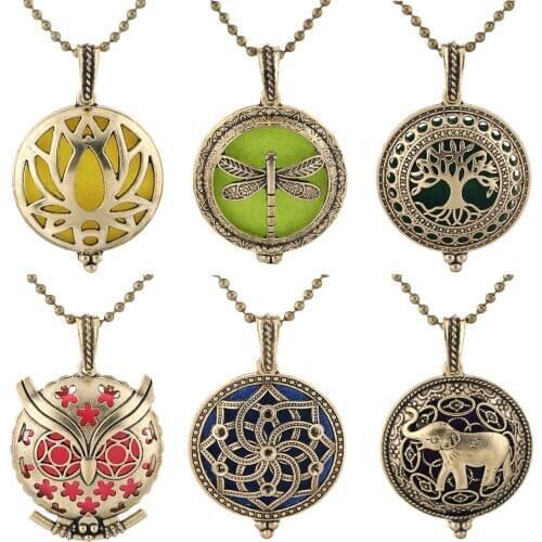 Antique Style Hollow Tree Of Life Necklace Retro Open Pendant Aromatherapy Oil Diffuser Exquisite Perfume Lockets Charm Jewelry