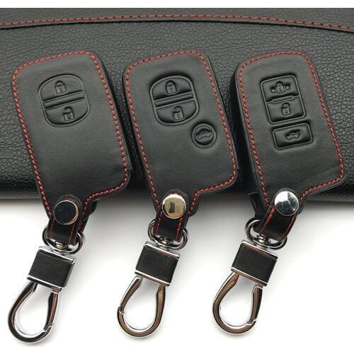 Genuine Leather Remote Control Keychain Car Key Cover For Toyota Camry/ Highlander / VIOS /Yaris 2 buttons key case starline a91