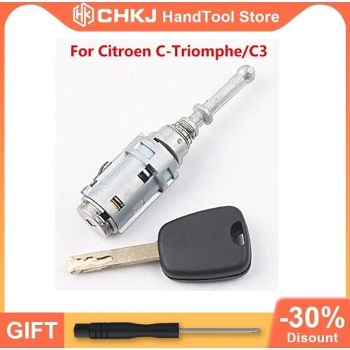 CHKJ For Citroen C-Triomphe/C3 Car Left Door Lock Cylinder Locks With 1 Key Accessories For Locksmith Tool High Quality
