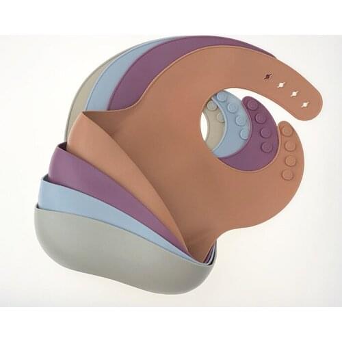 Baby Silicone Bibs for 0-3years Child Solid Color Soft Waterproof Kids Saliva Towel Adjustable Eating Accessory Boys Girls