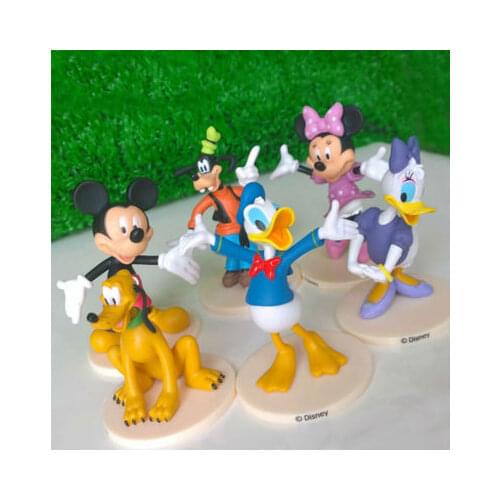 Disney Toys 6pcs/Set 7-9cm Mickey Mouse Plastic Toy Figures Daisy Donald Duck Goofy Minnie Home Decoration Model Children Gifts