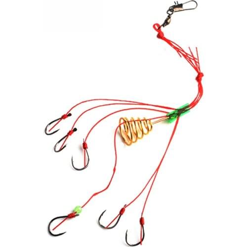 FTK 4pcs/1Pack Weaving Strands Bait Cage Fish Hook Lure Connector Total Length Of Fishing Line