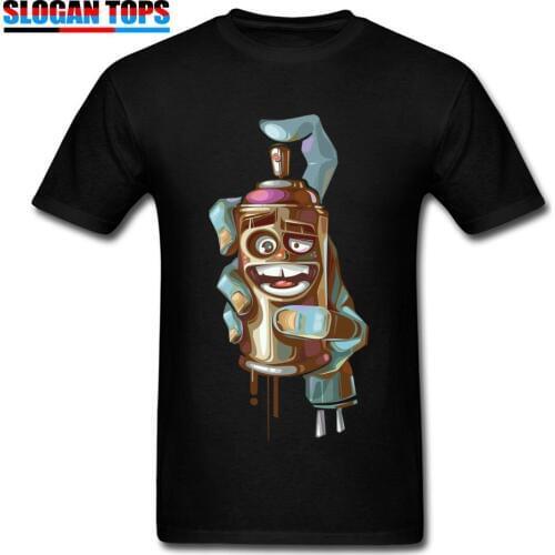 Crazy Guys T-shirt Men Graffiti Art T Shirt Funny Spray Tshirt Students Street Style Clothing Plus Size Black Tops Cotton Tees