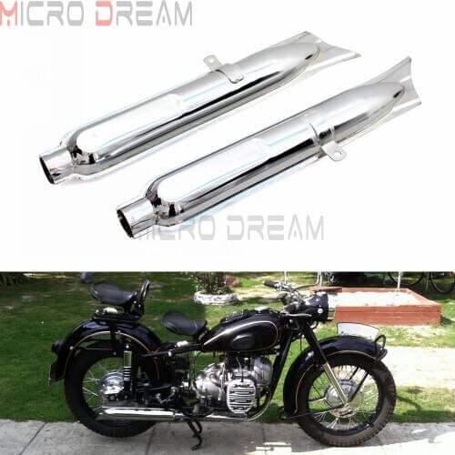 Chrome Motorcycle Retro 750cc Fishtail Exhaust Mufflers Pipes For BMW K750 M1 M72 R71 R12 Dnepr MT12 URAL Exhaust Pipes Silencer