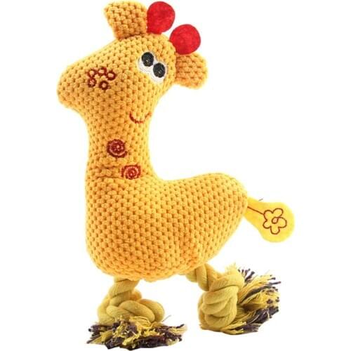 Pet Dogs Puppy Fluffy Plush Deer Shape Molar Teeth Chewing Squeaky Sound Dog Toy