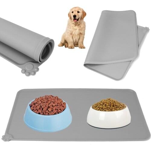 Pet Mat Dog Feeding Placemat Pet Bowl Drinking Mat Silicone Pet Food Pad Solid Color Easy Washing