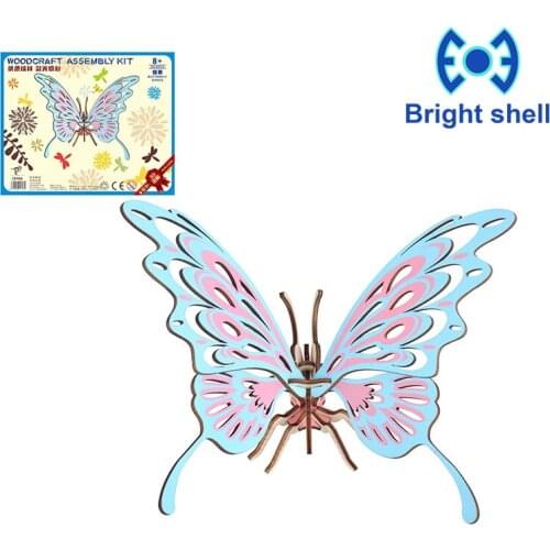 Creative DIY Laser Cutting 3D butterfly Model Wooden Puzzle Learning Educational Game Assembly Toy Gift for Children Teens Adult
