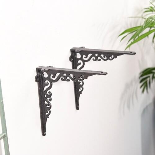 Sungmor Cast Iron Heavy Duty Shelf Brackets - Rustproof Sturdy 90° Right Angle Wall Hanging Supoort Board Hangers - 2PC Elegant