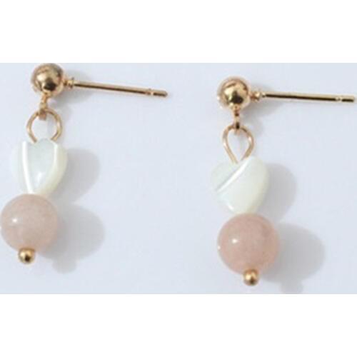 Sweet Style Pink Round Beads Earrings White Love Heart Stud Earrings For Women Girls Statement Fashion Jewelry Cute Gifts