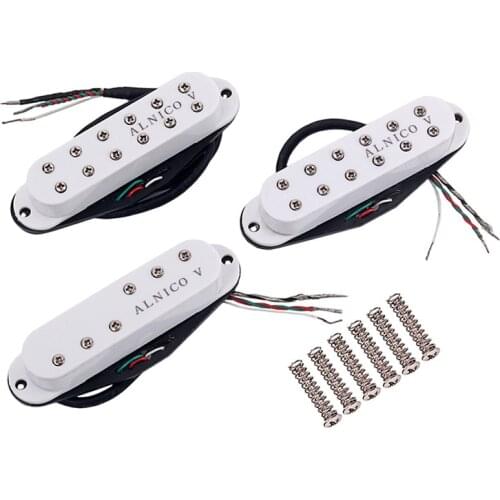 HOMELAND 3Pcs Mini Alnico V Single Coil SSS Guitar Pickups Humbucker for Guitar Bass Musical Instrument GMN45 (White)