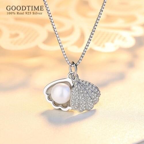 Fashion Freshwater Pearl Zircon Pendant Pure 100% 925 Sterling Silver Necklace Chains Jewelry Gift For Women Office Lady