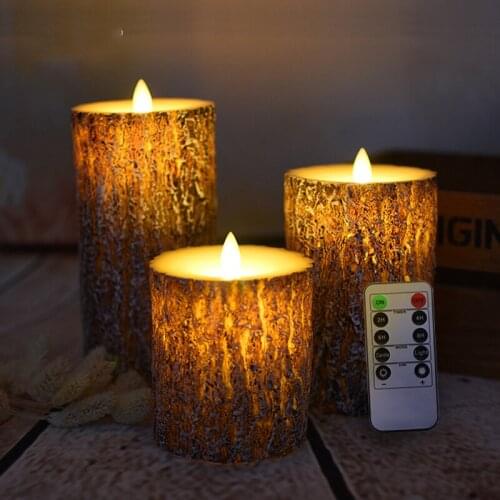 Novelty Pine LED Candle Flameless Candle Night Light With Remote Control Wax Candle For New Year Christmas Wedding Decoration