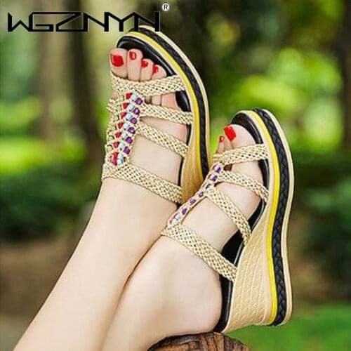 NEW Women Fashion Weaving Wedge Sandals White Tassel Bridal Fine High Heels Open Toe Summer Slippers Bridal Wedding Shoes Women