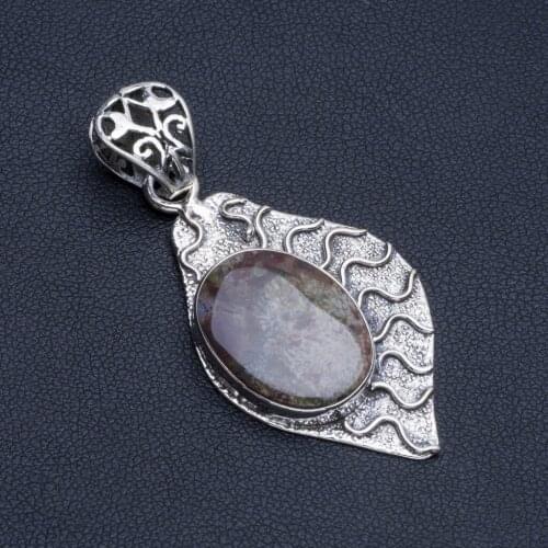 Natural Fossil Coral Boho Style 925 Sterling Silver Pendant Necklace 2" R0999