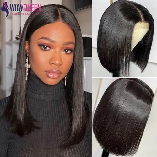 Peruvian Straight Wig 13x6 Lace Wig Remy Short Bob Wig 150 Density Pre Plucked With Baby Hair Lace Front Human Hair Wigs