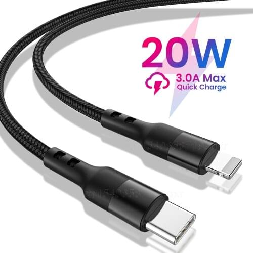 PD20W USB C Data Cable 0.3/1/2m Type C To 8 Pin Kable For iPhone Charger 3A Fast Charging Cord For iPad Macbook iPhone 12 11 Pro