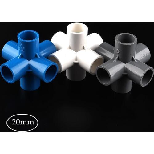 20mm PVC Pipe Equal 6 way Cross Connector PVC 90 degrees Joint Garden Irrigation Tube Adapter Home DIY Wardrobe Tent Fittings