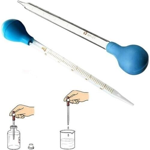 1Pcs 0.5/1/2/3/5/10ml Glass Scale Line Dropper Pipette Lab Dropper Dropping Pipet Blue Rubber Head Pipettors Laboratory Supplies