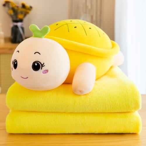 Zqswkl tortoise air conditioner pillow blanket two-in-one soft cute stuffed toys animal plush toy girls christmas birthday gift