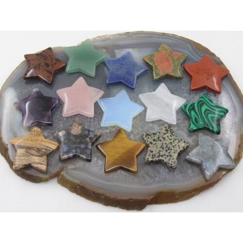2" Natural Stone Polished Quartz Star Shape Carved Healing Crystal Home Decoration Crafts For DIY Jewelry Making Accessories