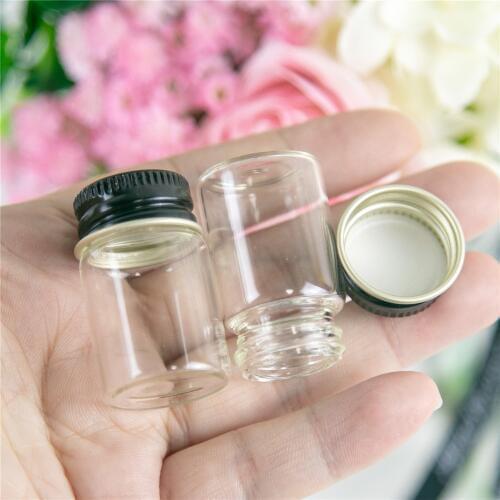 22*35*14mm 6ml Small Glass Bottles Aluminium Screw Cap Mini Transparent Clear Empty Glass Jars Metal Lid Bottles Botellas 100pcs