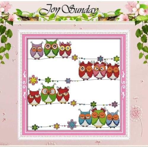Lovely Owls Patterns Counted Cross Stitch 11CT 14CT Cross Stitch Set Wholesale Cartoon Cross-stitch Kit Embroidery Needlework