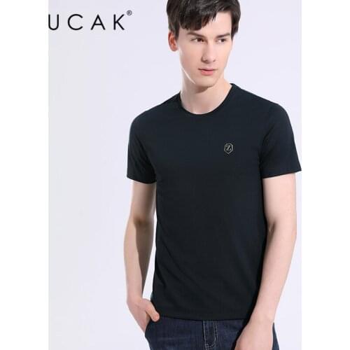 UCAK Brand Classic O-Neck Short Sleeve Silk T Shirt Summer New Streetwear Casual Soft Breathable Tees Shirt Male Homme U5635