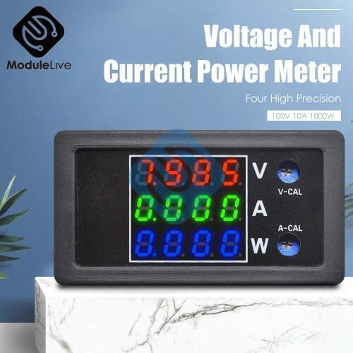100V 10A 1000W Voltage Current Power Meter Regulator Voltmeter Ammeter Volt Tester 3 Display High Precision Measurement Tools