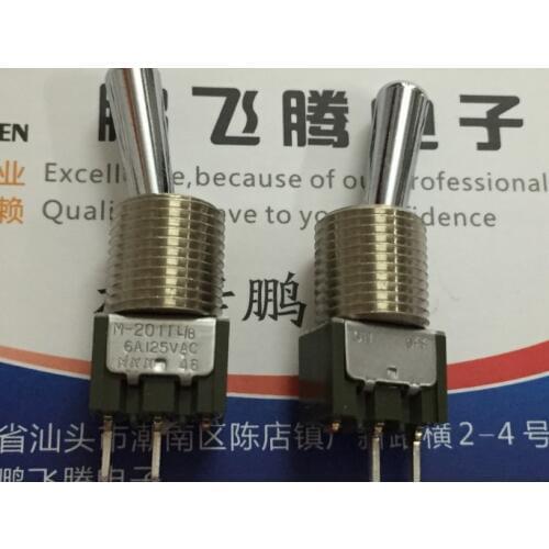 [VK]JAPAN NKK M-2011L/B button switch 2 feet 2 pin 2 gear shake head 12mm toggle switch 12mm 6A 125VAC 3A 250VAC ON-OFF