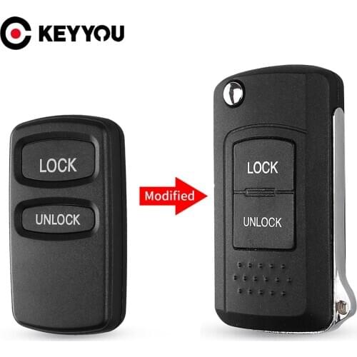 KEYYOU Replacement Flip Folding Car Remote 2 Buttons Key Shell Case Fob Uncut Blade For Mitsubishi Lancer Car Key