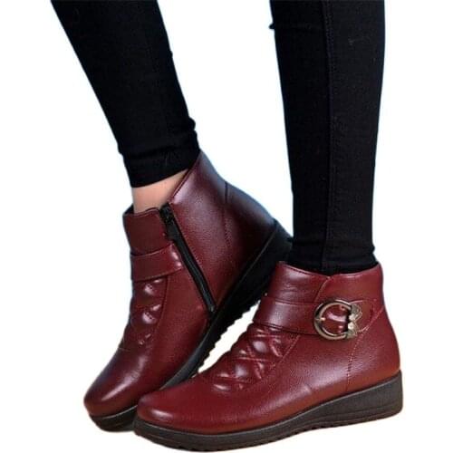 2020 Winter Women High Top Hot Ankle Boots Students Casual Shoes Lady Girls Platform Warm Female Wedge Red Botas Mujer Cheap