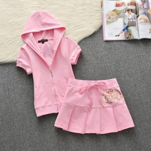 Women Suit Fashion Zipper Dress Shorts Sets Two Piece Set Sister Sportswear Spring Autumn Tracksuits Velour Suit Hoodies 9014002