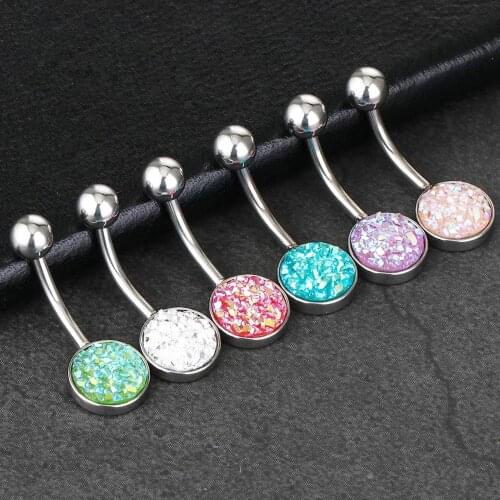 1 PC Shiny Cyrstal Flat Belly Piercing Ombligo Stainless Steel Bar Navel Piercing Sexy Belly Button Ring for Women Body Jewelry