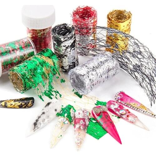 1 Roll Nail Art Embossing Laser Foils Mesh Decoration Star Paper Decals Transfer Net Line Tape Nail Foil Sticker
