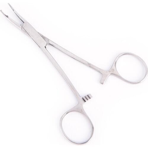 1Pc Pet Hemostatic Stainless Steel Hair Clamp Medical Head Locking Curved Needle Ratchet Tip Forceps Holder Pliers New
