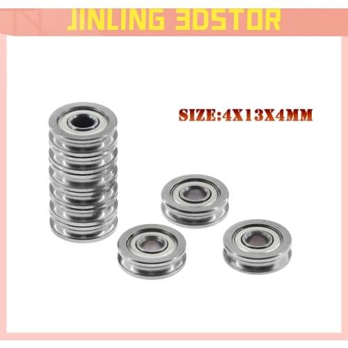 10Pcs/lot 3d Printer parts Extruder Parts U-groove idler belt pulley ball Rail bearing U604ZZ u ditch 604UU U groove 4x13x4mm