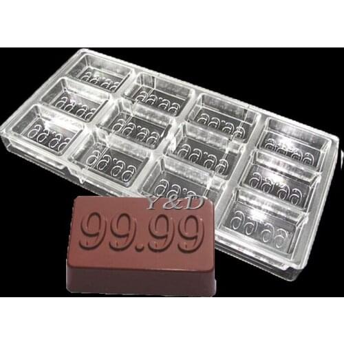 12 cavities number 99.99 rectangle Shape PC Polycarbonate Chocolate Mold