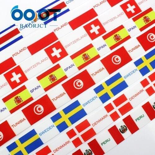 1801113,25MM Flag country Ball games Printed grosgrain ribbon,DIY handmade Hair accessories Material wedding Gift packaging