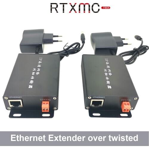 2PCS With Power Adapter Ethernet Extender Over Twisted Pair Converter 2KM for IP Cameras IP Video transmitter over twisted